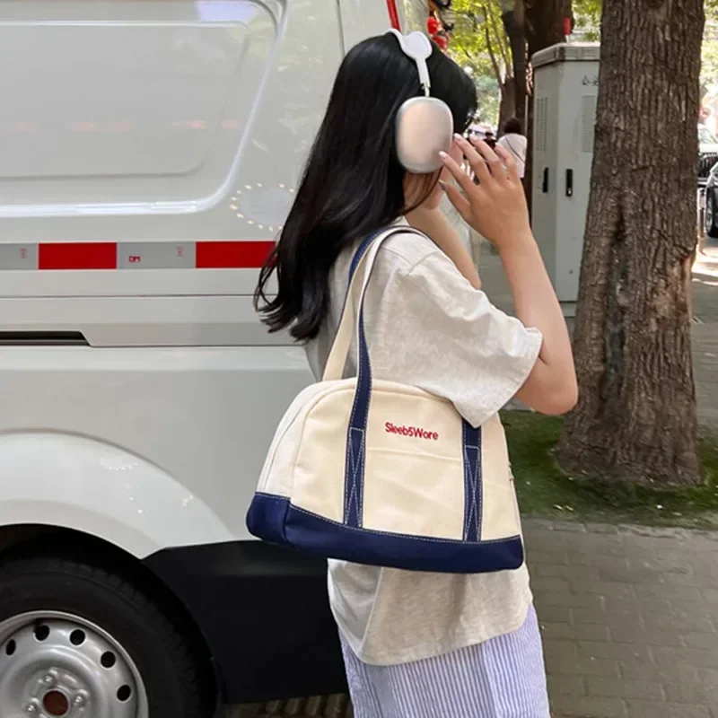 

Повседневная Холщовая Сумка-тоут для женщин, вместительные дизайнерские дамские сумочки на плечо с надписью, роскошный большой шоппер для девушек, подарок