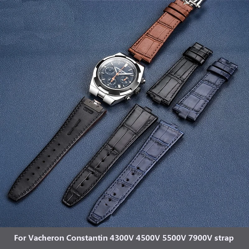 

24x7mm Cowhide/Crocodile Leather Watchband For Vacheron Strap Constantin 4300V 4500V 5500V 7900V Quick Disassembly VC Watch Band