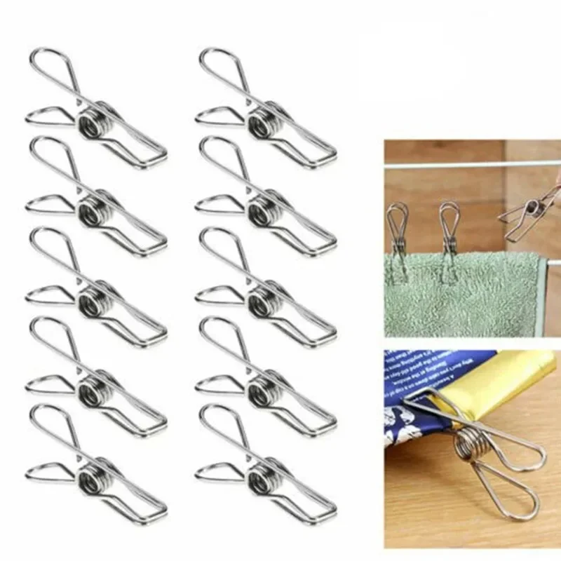 

Stainless Steel Clothes Pegs for Laundry Clothespins Photo Tongs Clip Holders Multipurpose Clothing Clamps Home Storage Tools