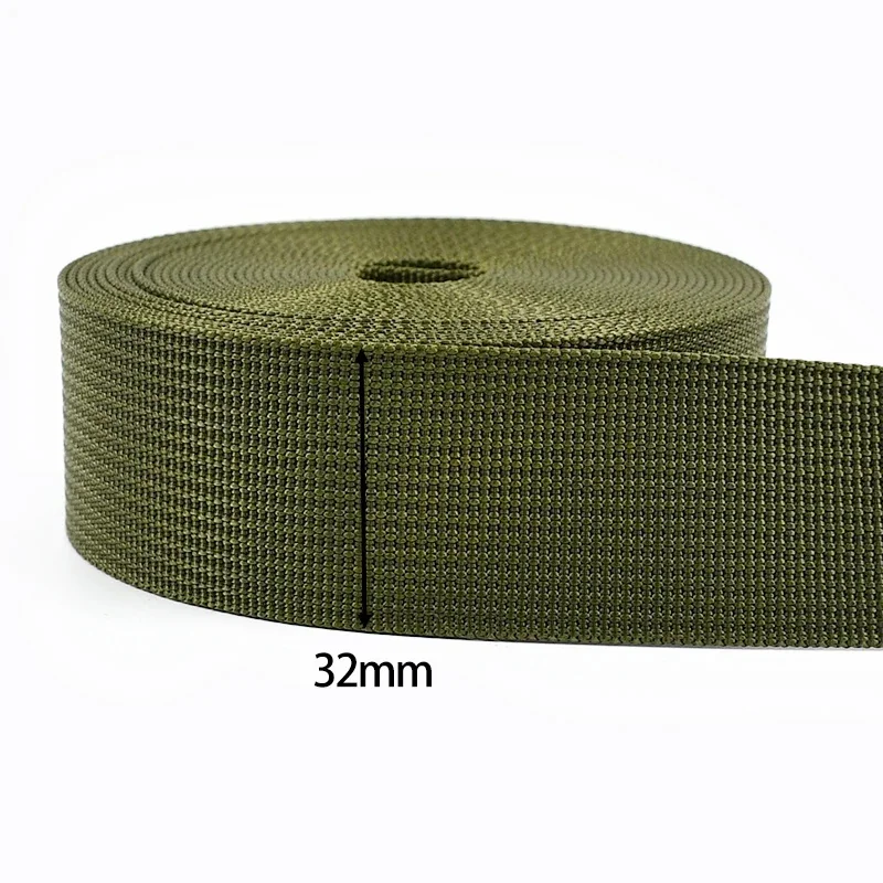 Durable Army Green Nylon Webbing Strap for DIY Projects and Accessories