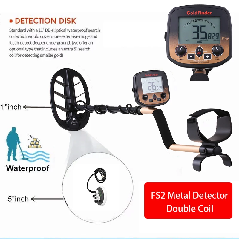 Professional Metal Detector FS2 High Sensitivity Gold Detector Underground Metal Detector Gold Detector Waterproof Search Coil