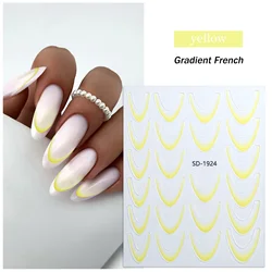 Gradient French Line Manicure Nail Art Stickers - Self-Adhesive Decals (02 Yellow)