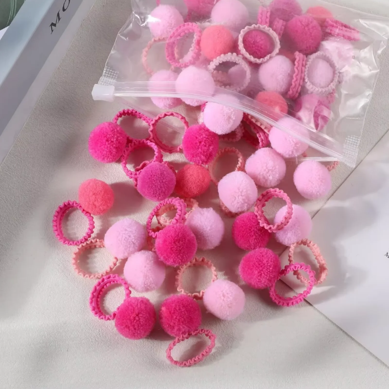 20Pcs Colorful Pom - Pom Hair Ties, Adorable Hair Bands for Little Girls, Cute Hair Accessories