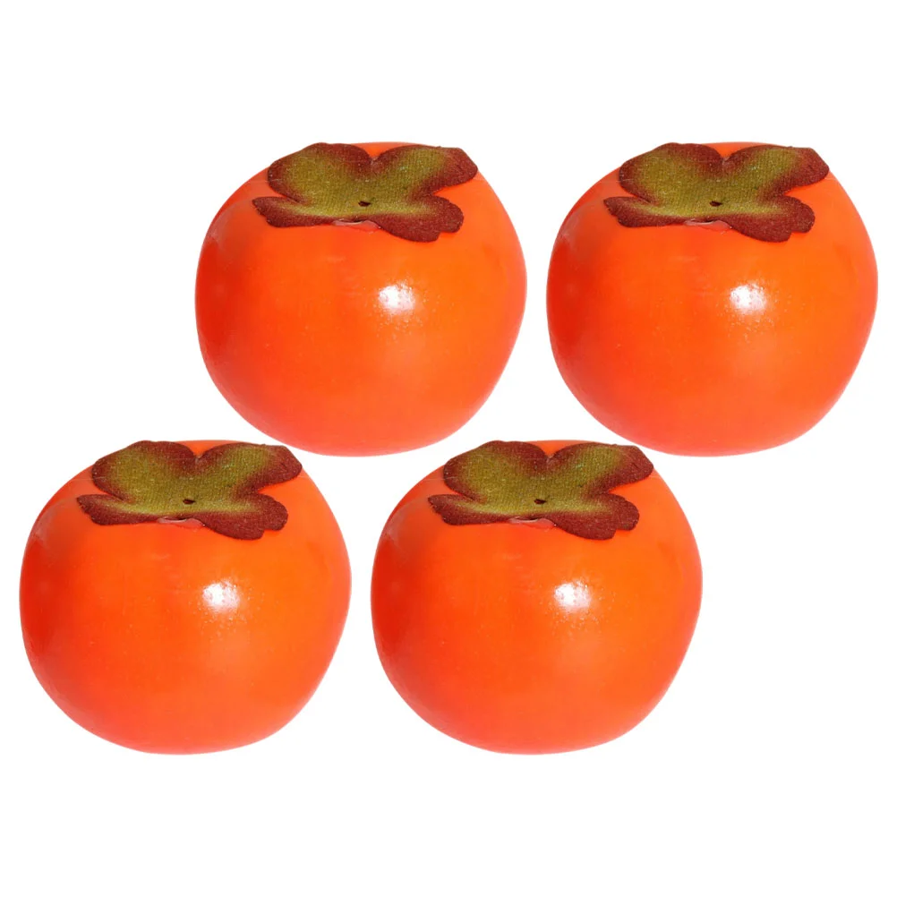 

4 Pcs Simulation Persimmon Fruit Model Prop Artificial Fruits Decor Fake Props Faux Photo Miniature