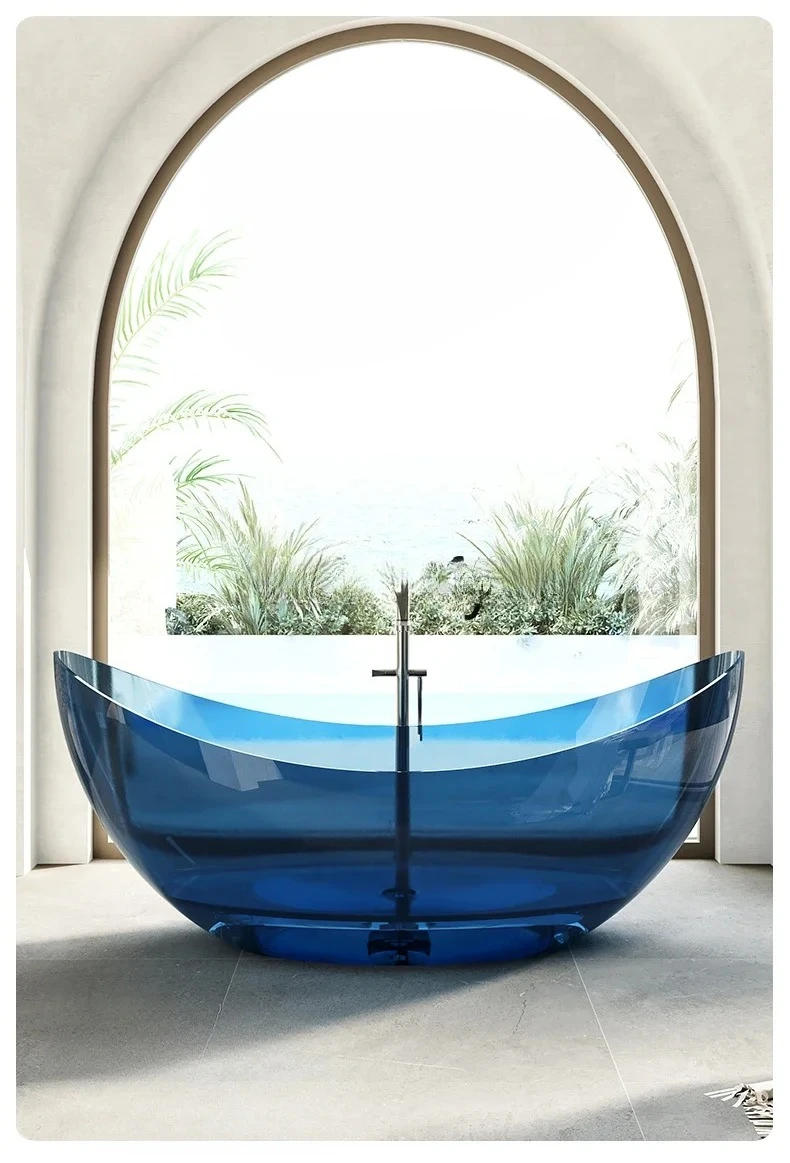 Moon-shaped transparent resin bathtub colored crystal glass special