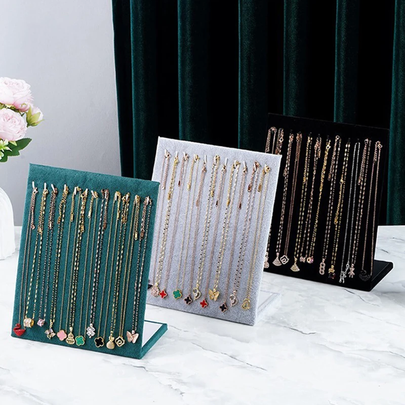 Flannel Necklace Pendant Display Stand Earring Display Board Women Jewelry Rack Bracelet Storage Holder Dangler Eardrop Shelf