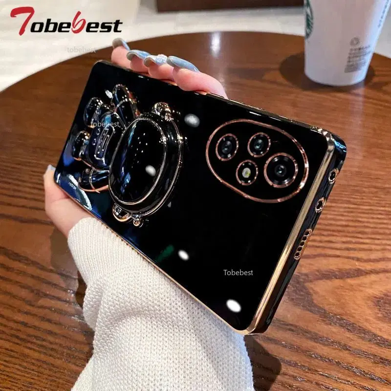 Astronaut Design Bracket Plating Phone Holder Silicone Case
