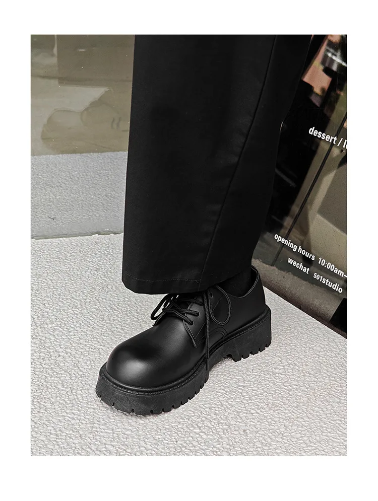 حجم كبير أحذية جلدية للرجال منصة سوداء الدانتيل يصل حذاء كاجوال للشباب النمط البريطاني الأعمال الأحذية الاجتماعية Zapatos Hombre