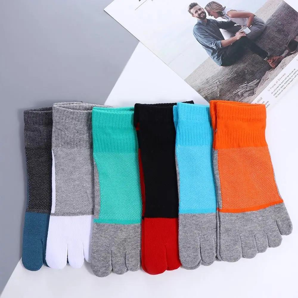 

Pure Cotton Five Finger Socks Mens Sports Breathable Comfortable Shaping Anti Friction Men's Socks With Toes EU 38-44