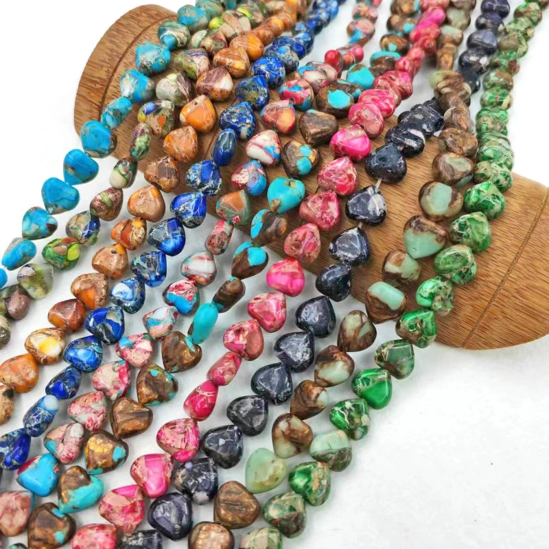 Emperor Stone Beads Heart shaped Beaded  Handmade DIY Bracelet Necklace  Key Chain Jewelry Accessories Wholesale