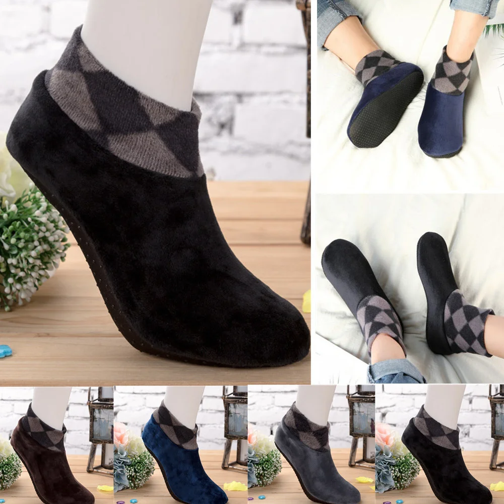 

Men's Autumn Winter Warm Double-Faced Fleece Bed Thickened Non Slip Slipper Floor Elastic Socks Comfortable Soft Stockings