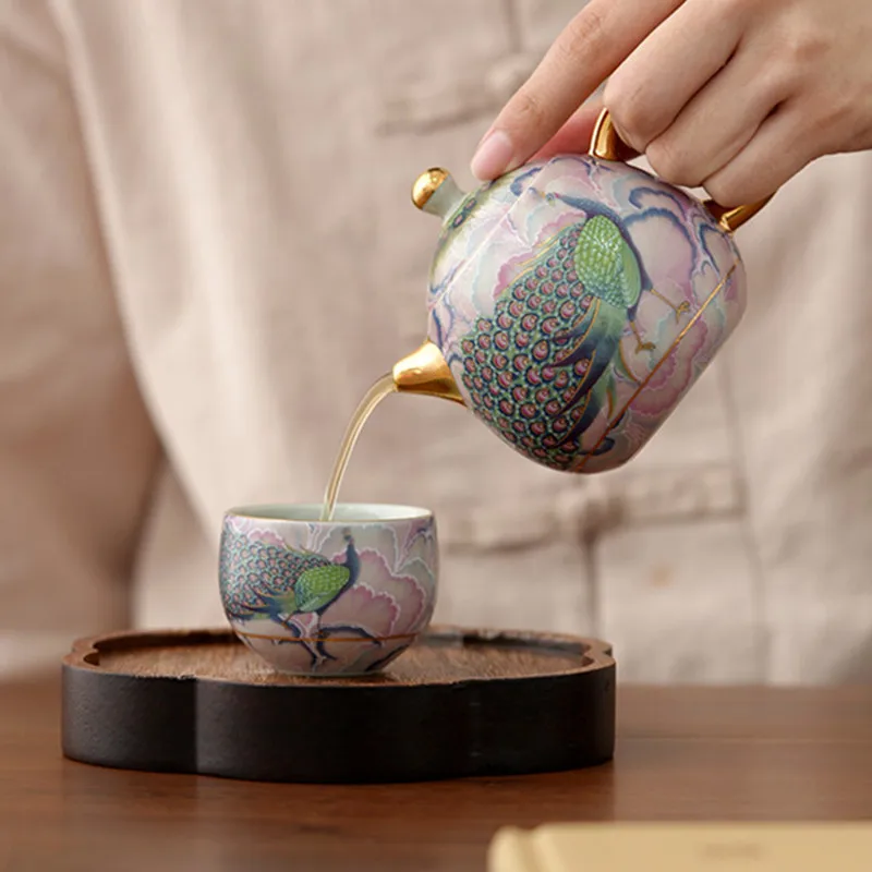 Exquisite Ceramic Tea Pot Ball Hole Filter Dragon Egg Teapot Home Beauty Tea Infuser High-end Ceramic Tea Set with Gift Box