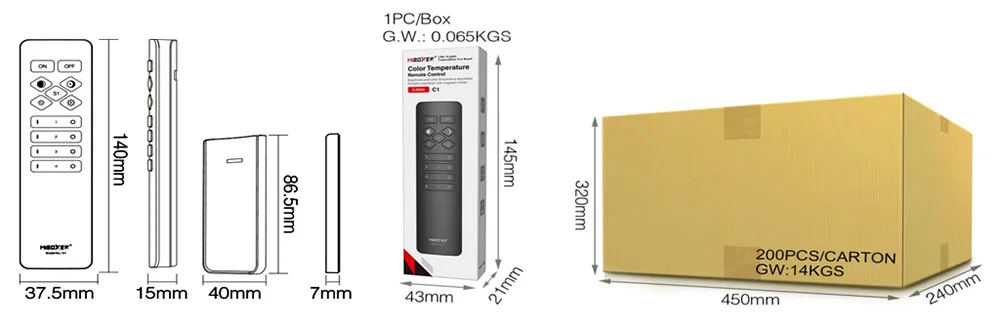 Description Picture 3 of itemC1 Color Temperature Remote adjust brightness & CCT Wireless Dimmer Switch 3V control MiBoxer 2.4G led controller / LED lights