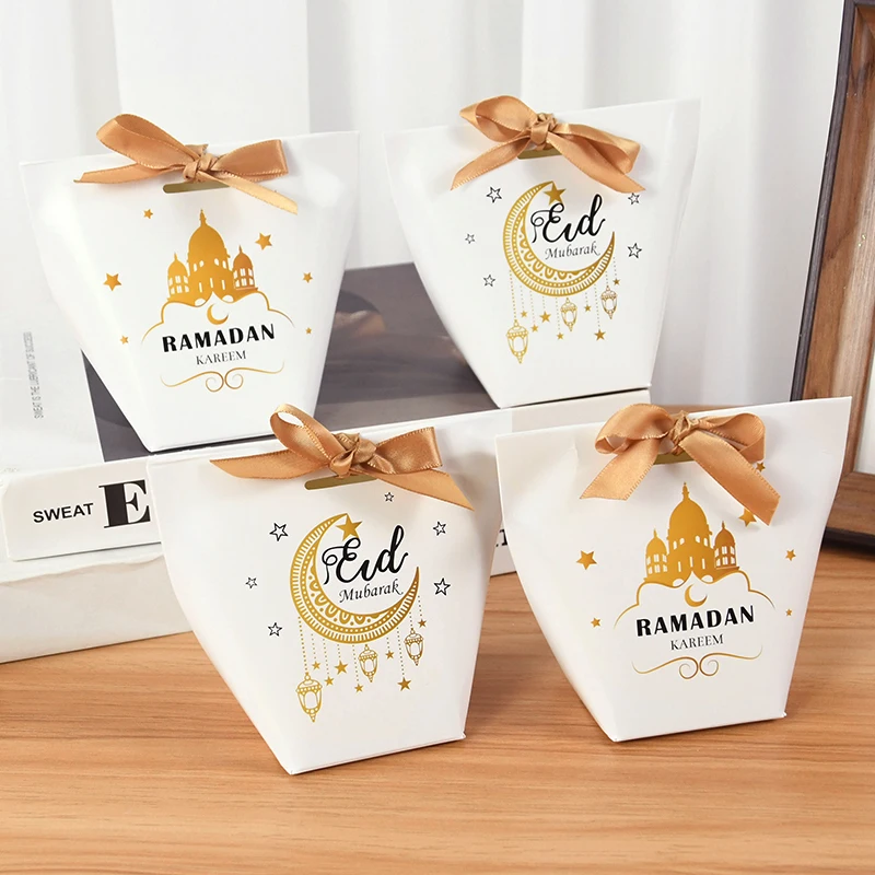 5/10Pcs Eid Mubarak Gift Box Ramadan Kareem Candy Bags Muslim Islamic Festival Party DIY Decoration Supplies 2023 Eid Al-fitr