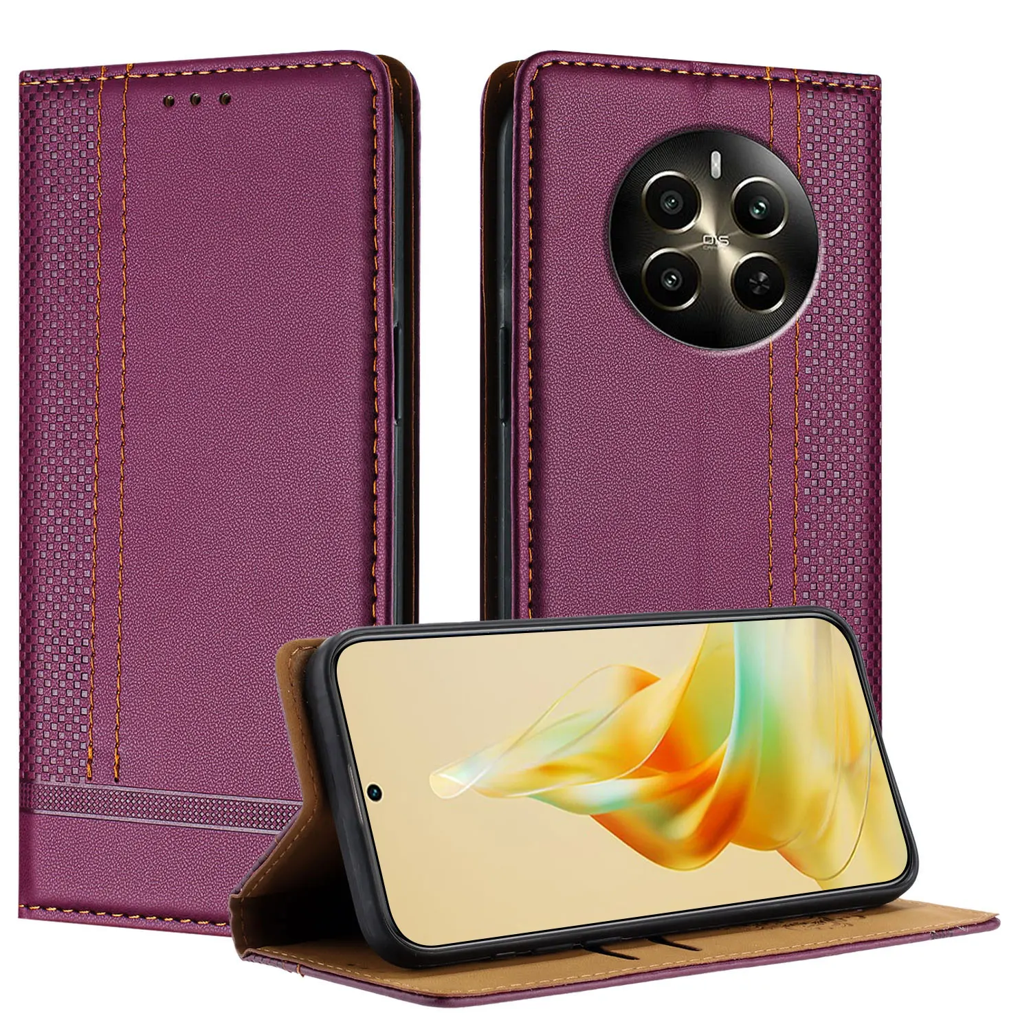 Luxury Leather Flip Case with Magnetic Closure & Back Cover Protection