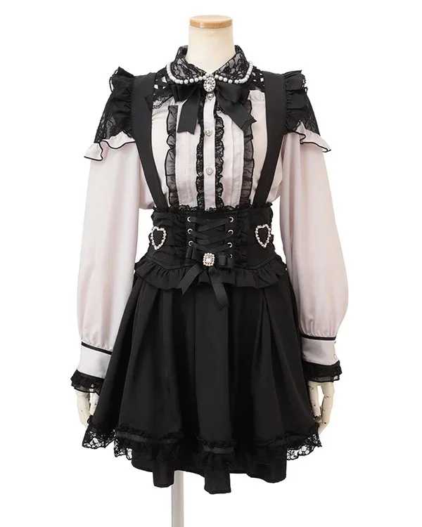 Japanese Liz Mine Mass Production Detachable Suspender Skirt Spring and Autumn Heart Cross Suspender Back Bow Straps Skirt 3