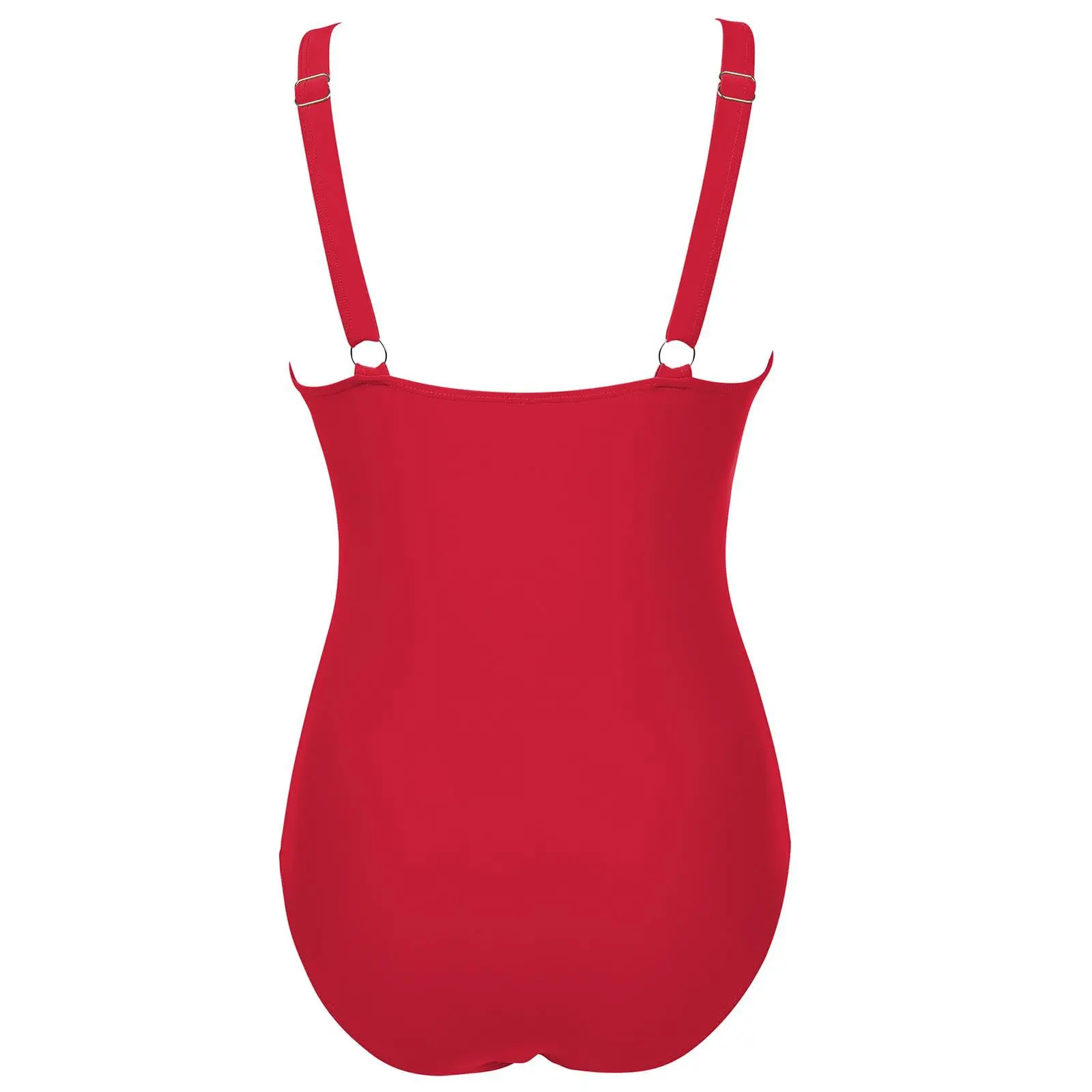 2024 Women Swimwear Sexy High Cut One Piece Swimsuit V Neck Mesh Tummy Control Red High Waisted Bathing Suit Female Monokini
