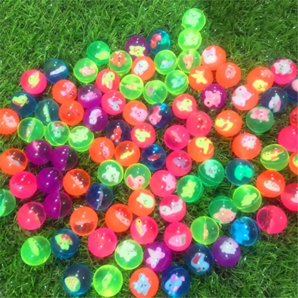 

10 Pcs Colored Bouncing Ball 25mm Cartoon Animal Decor Playing Toys for Sport Games Garden Accessories