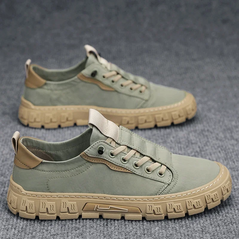 

Men's Casual Leather Shoes Non-Slip Wear-Resistant Sports Shoes Fashion Solid Color Comfortable Flat Slip-On Casual Shoes Men