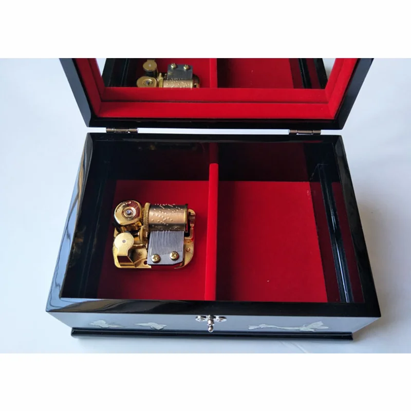 Mother of Pearl Lacquered Jewelry Music Box Two Level Music Jewelry Case Trinket Keepsake Treasure Gift Box Lacquer Organizer