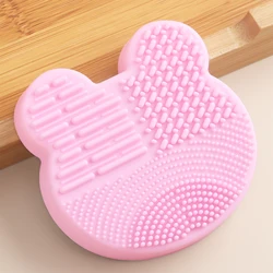 Silicone Bear - Shaped Portable Makeup Brush Cleaner - Cute and Compact Cleansing Tool (Pink)