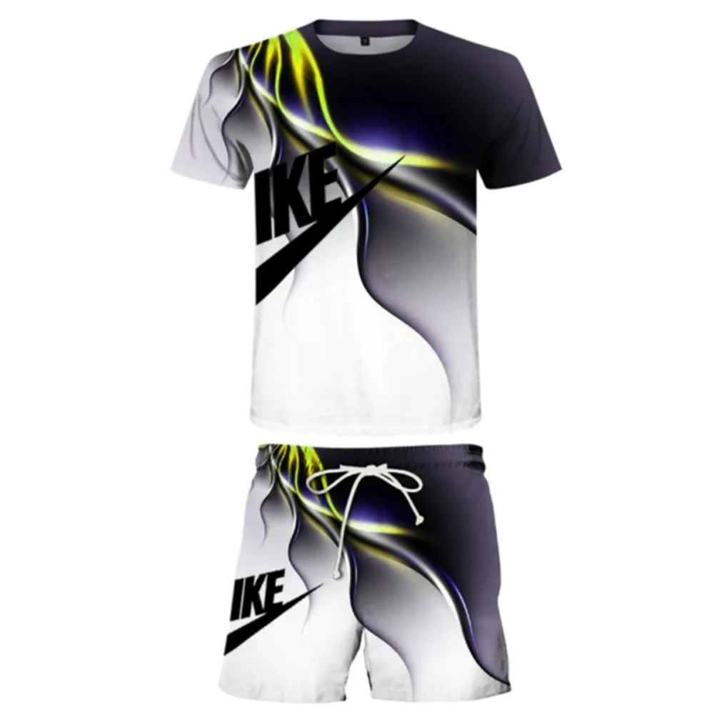 

2023 Summer New 3D Printing Men's Short Sleeve T-shirt Set 2-piece High Quality Fashion Casual Sports Shorts