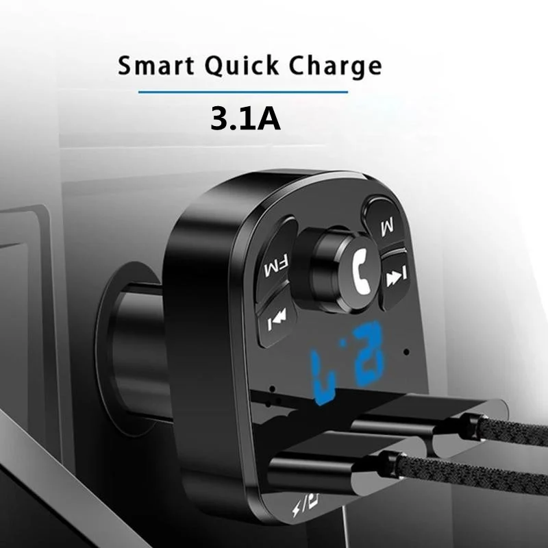 Olaf Car Fast Charger FM Transmitter Bluetooth 5.0 Handsfree Wireless Car Dual USB Charger Auto Radio Modulator MP3 Adapter