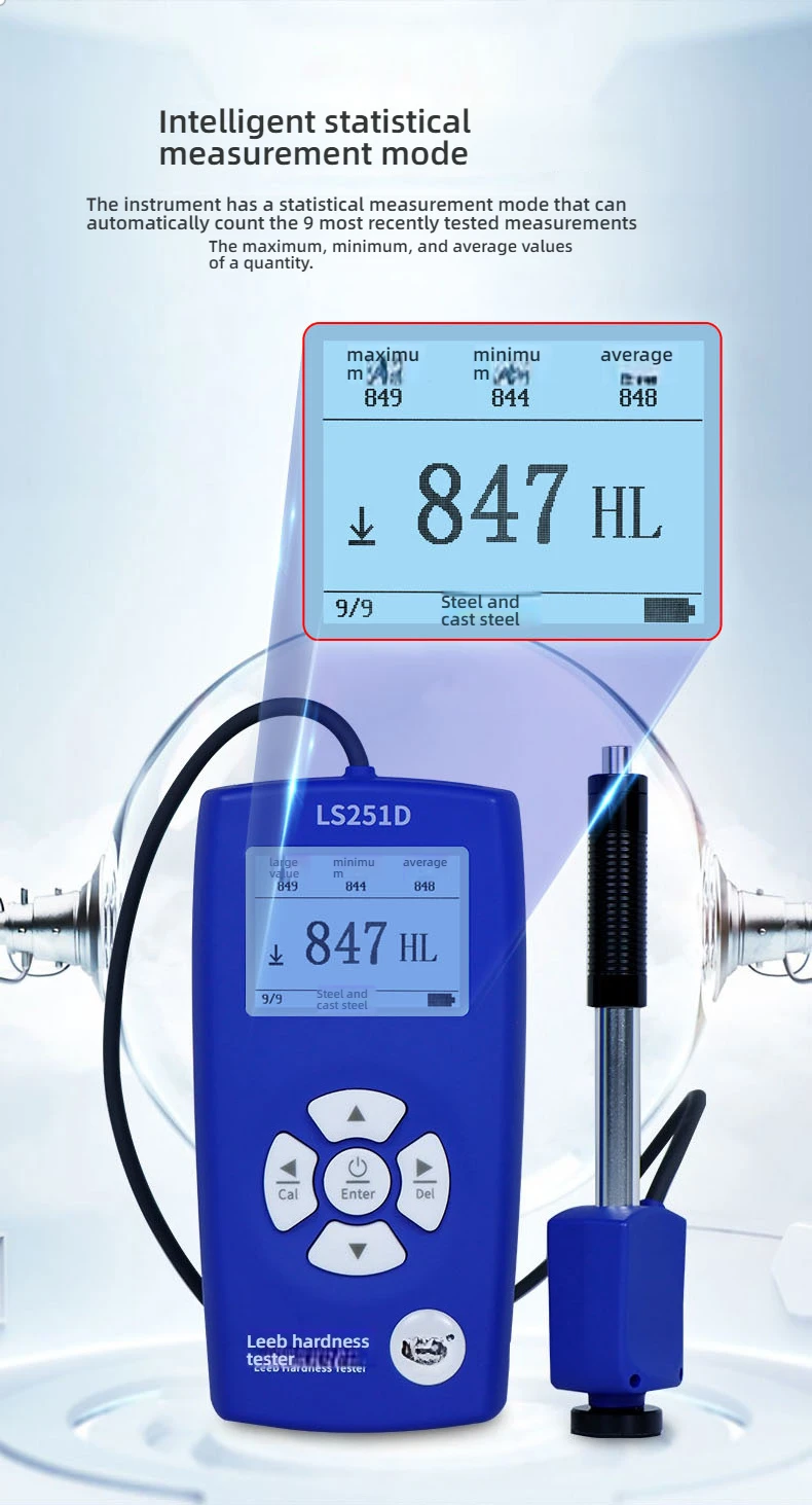 LS253D Portable Leeb Hardness Tester with 4 Probes 7 Scales Compatible High Prec