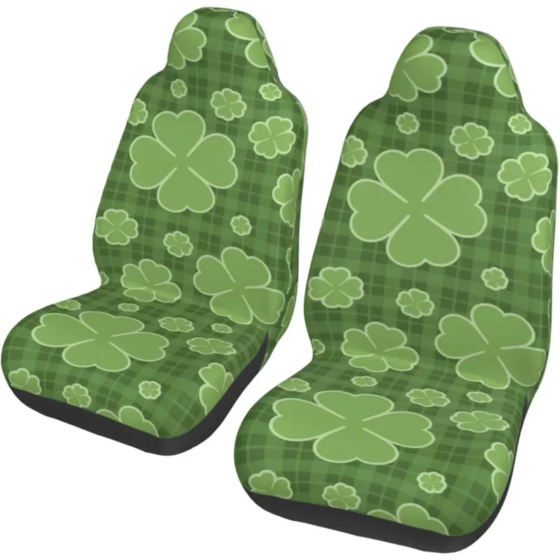 

Car Seat Covers St. Patrick's Clover Universal Fit Auto Front Seat Covers 2 PCS Set, Durable Non-Slip Breathable Car Protector