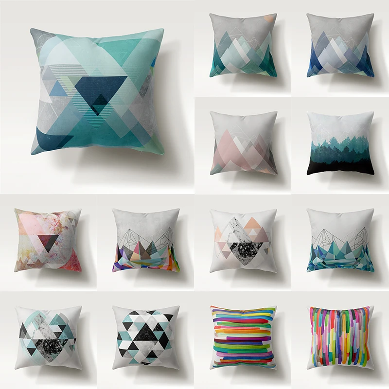 

Blue Marble Sofa Cushion Cover 45x45cm Square Polyester Double Sided Print Pillow Case Stripe Patchwork Pillow Cover Home Decor