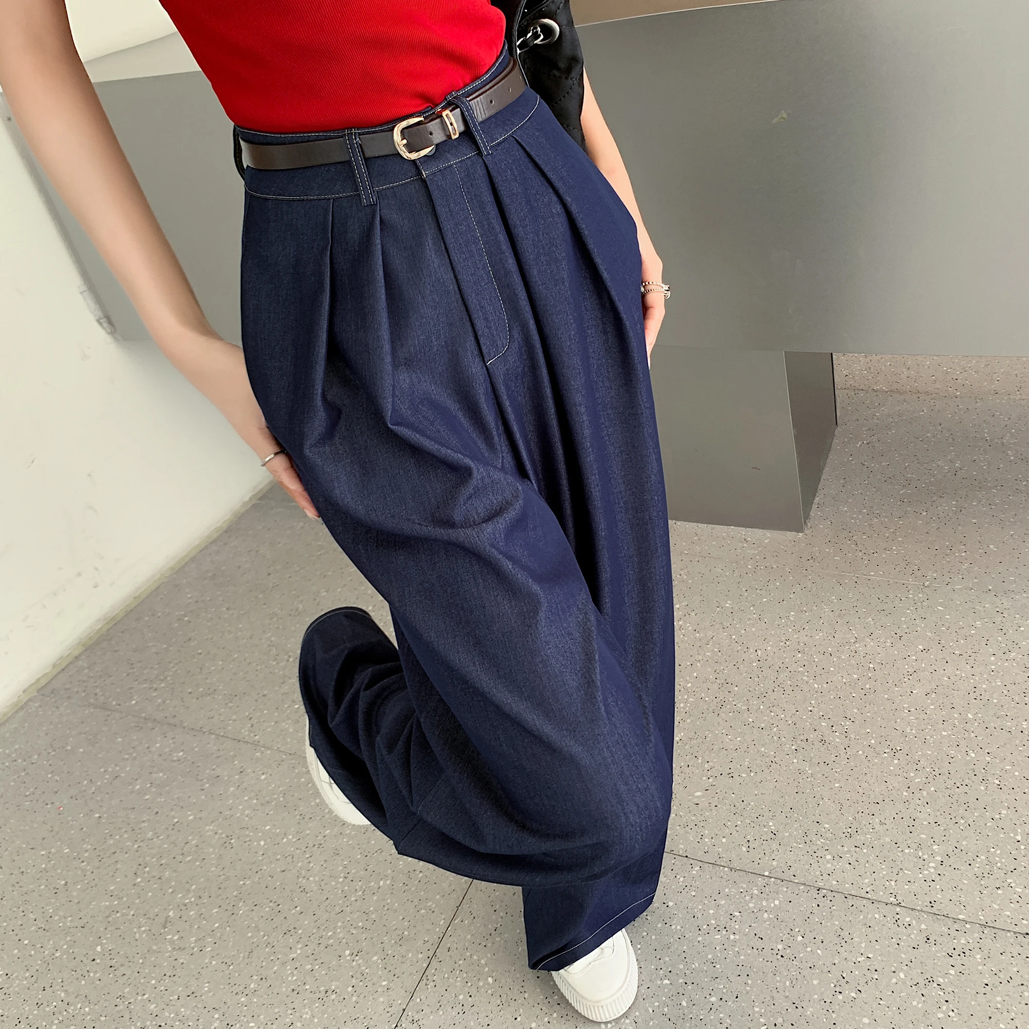 HappyLisa Summer Ladies Women Denim Pants Wide Leg High Waist Loose Pant Female Casual Jeans Trousers P27