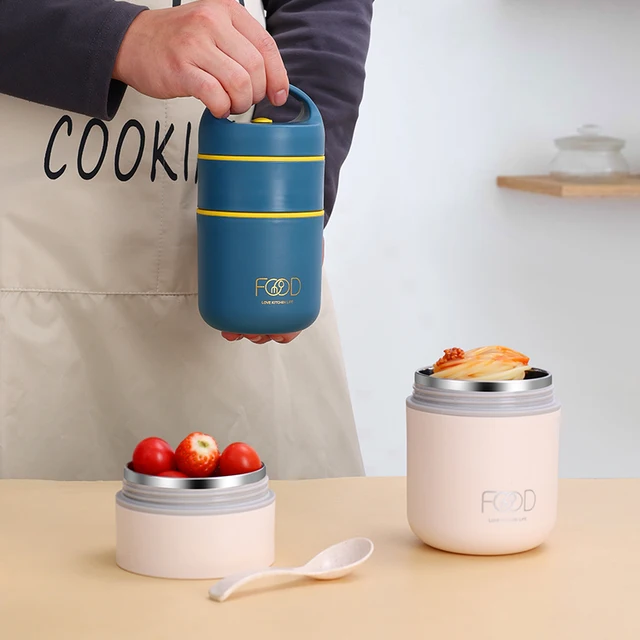 Lunch Boxes Lunch Bag 304 Stainless Steel Lunch Box For Kids Lunch Bags  Portable Folding Spoon Lunch Box Kids Thermal Bento Box 2