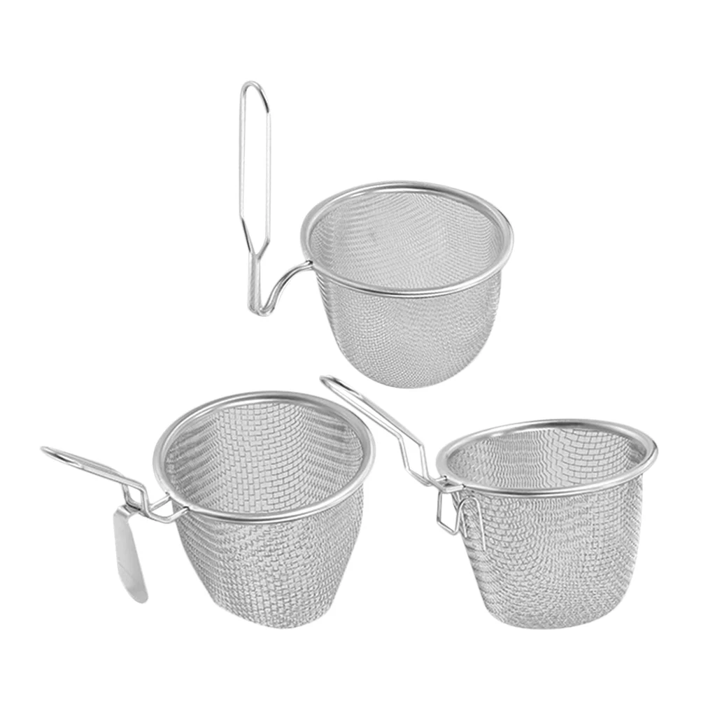 

3pcs Stainless Steel Noodle Basket Pasta Strainer Kitchen Hot Pot Strainer Long Handle Strainer