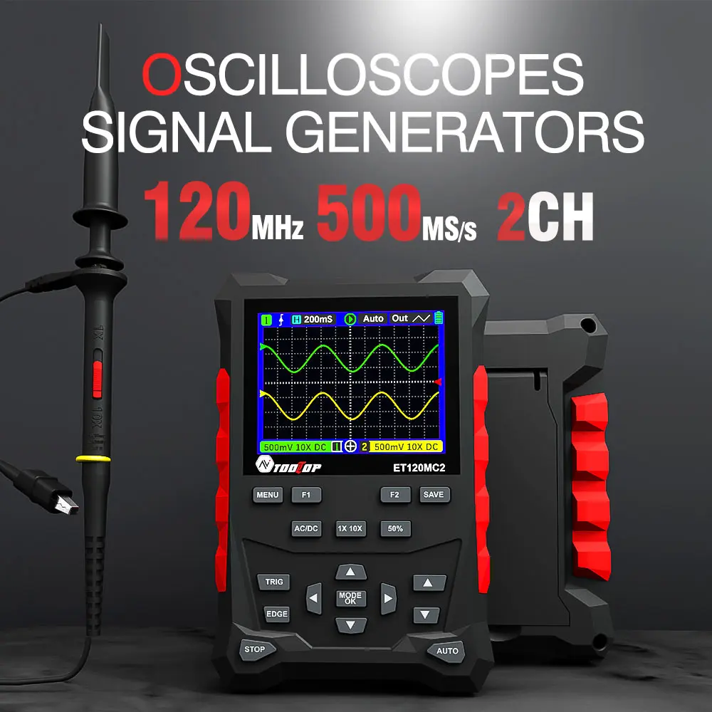 ET120MC2 Dual Channel Handheld Digital Oscilloscope 120MHz 500MSa/S Sampling Rat