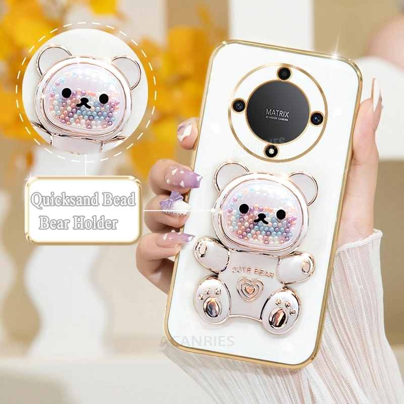 Luxury Plating Bear Holder Silicone Stand Case