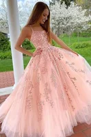 Tulle Spaghetti Straps Prom Dresses Long Lace Appliques Ball Gowns for Women - Image 4