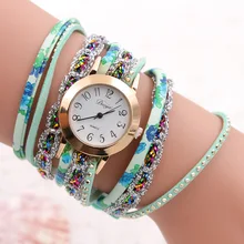 

Printed PU Belt Rivets Looping Rope Bracelet Watch Ladies Jewelry Hand Woven Fashion Watch