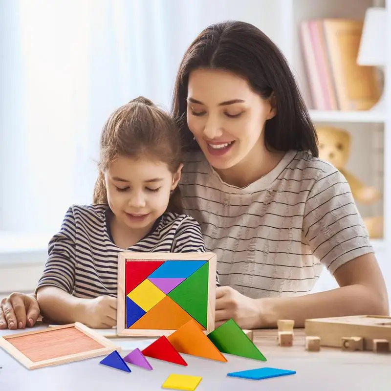 

Tangram Puzzle Game Wooden Puzzle Blocks Geometric Tangram Brain Teasers Colorful Educational Gift Tangrams For Kids Age 4-8