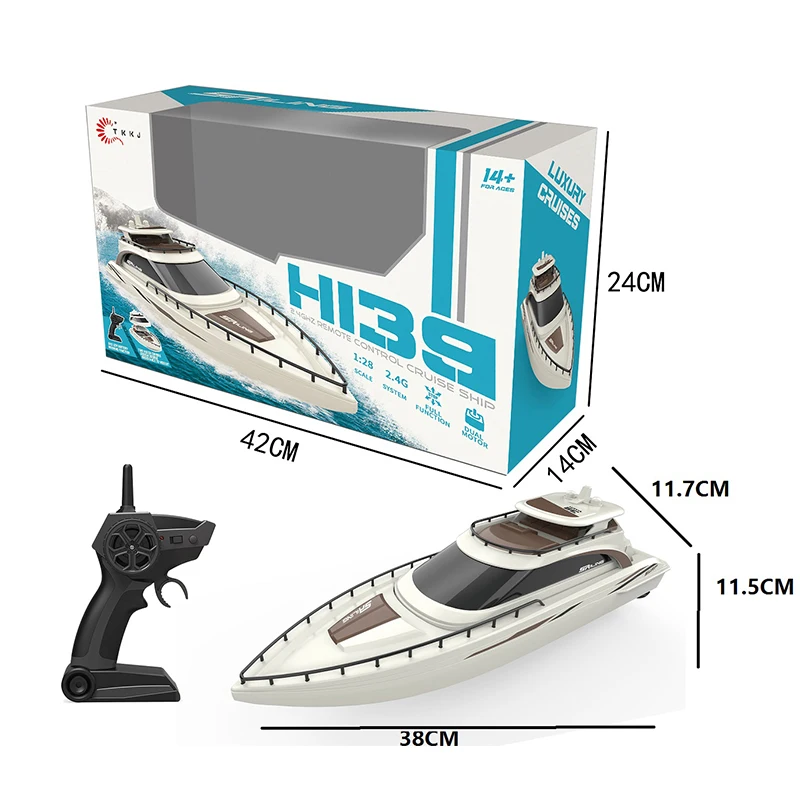 Remote Control Boat TKKJ 2.4G RC Boat Mini Remote Control Boat 1/28 Scale Dual Motor 15KM/H Fast Speed Electric Water RC Speedboat Boy Toy Gift