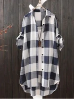 Women's Plaid Cotton Shirt Chic Women Blouse Elegant and Youth Women's Blouses New In External Clothes Korean Style - Image 4