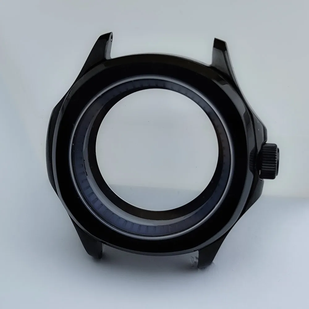 Black Steel Watch Case with Sapphire Glass and Chapter Ring, 39.5mm