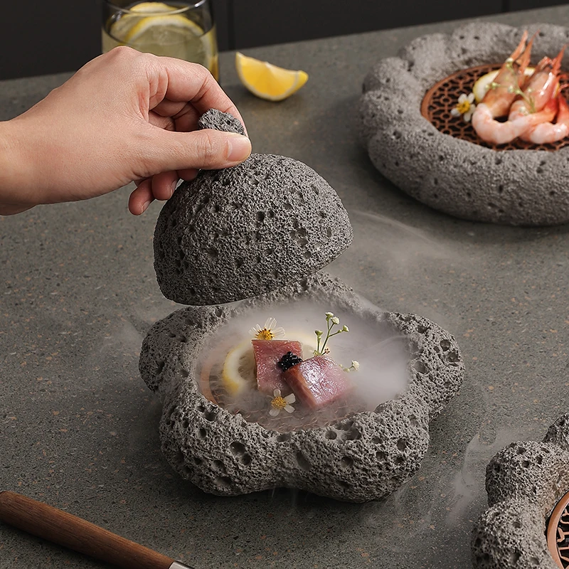 Household Roast Meteorite Bowl, Volcanic Ball Position on