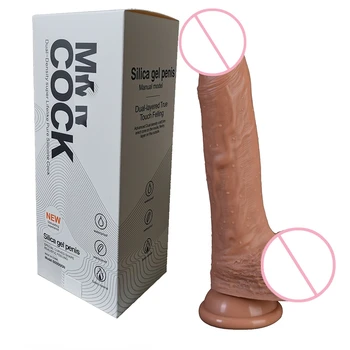 Realistic Dildo Skin Feeling Huge Penis Double Layer Silicone Dildos with Suction Cup for Women Masturbation Lesbain Sex Toy 6