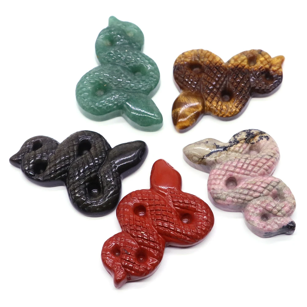Natural Stones Snake Skull Carved Quartz Crystal Reiki Healing Gemstone Cleansing Protection Animal Figurine Home Decor Gift 2