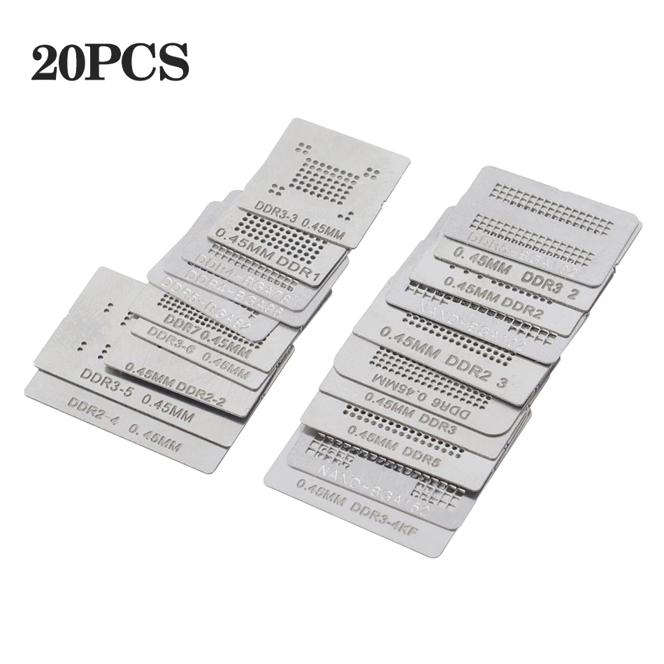 14/20pcs/set Chip Repair Tool Set BGA Flocking Ball Stencil For DDR4-BGA96 BGA78 DDR3-2 DDR5 DDR6 DDR7