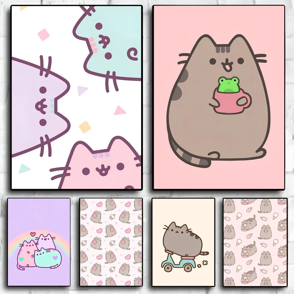 

Cute P-Pusheens The Cat Poster Paper Print Home Living Room Bedroom Entrance Bar Restaurant Cafe Art Painting Decoration