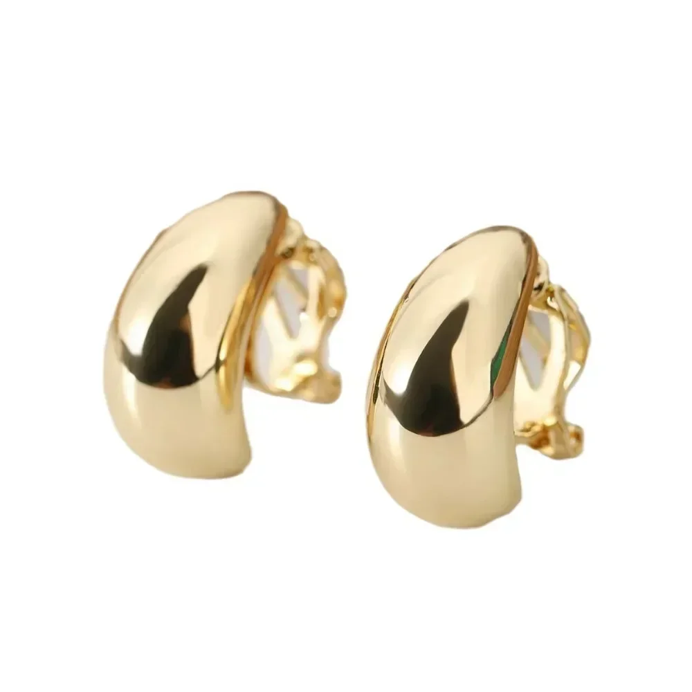 Ear Clip French Light Luxury Droplet Shaped No Ear Holes High Grade Simple and Smooth Female Earrings Accessories