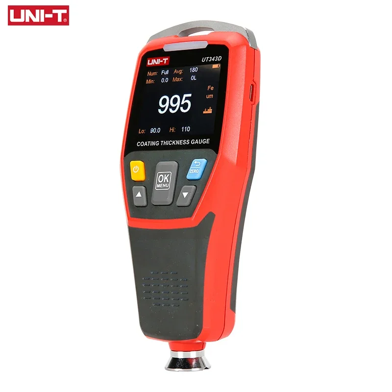 UNI-T UT343D Coating Thickness Gauge LCD Backlight 320 x 240 Pixels Digital FE/NFE Metal Car Paint Thickness Tester Meter Paint Coating Meter Paint Thickness Gauge Thickness Gauge