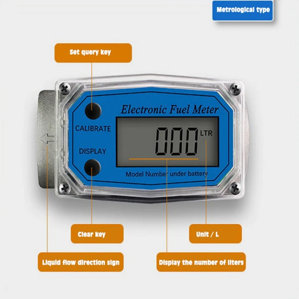 Digital Turbine Flow Meter Portable Water Flowmeter LCD Display Oil Fuel Meter Flow Indicator Sensor Kerosene Gasoline