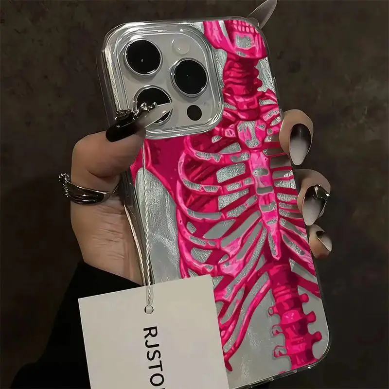 Luxury Pink Purple Skull Texture Phone Case - Premium Artistic Design Back Cover